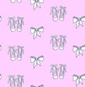 Cute pink girlish hand drawn texture ballet shoes vector Royalty Free Stock Photo