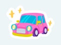 Cute pink glamorous car. Auto transport and transportation.