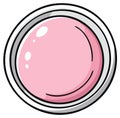 Cute Pink Glossy Bubble or Round Button Vector Illustration with White Border Royalty Free Stock Photo