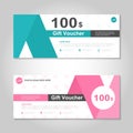 Cute pink and green gift voucher template layout design set, certificate discount coupon pattern for shopping Royalty Free Stock Photo