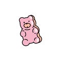 Cute pink gummy bear. Jelly fruit candy Royalty Free Stock Photo