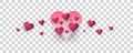 Cute Pink Heart Balloons Illustration Isolated on Transparent Background. Valentine\'s Day Decoration Element Royalty Free Stock Photo