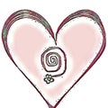 Cute pink heart and flower design illustration white background