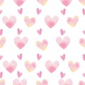 Cute pink heart seamless pattern on white background