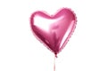 Cute pink heart shaped metallic foil balloon isolated on white or transparent background Royalty Free Stock Photo