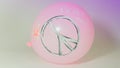 Cute, pink inflatable ball with the symbol of pacifism