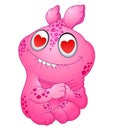 Cute pink monster fall in love