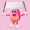 Cute pink monster holding blank banner Royalty Free Stock Photo
