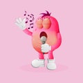 Cute pink monster singing, sing a song Royalty Free Stock Photo