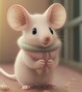 Generative AI: cute pink mouse with clothes Royalty Free Stock Photo