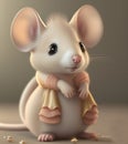 Generative AI: cute pink mouse with clothes Royalty Free Stock Photo