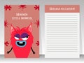 Cute pink notebook with girl monster Royalty Free Stock Photo