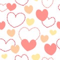Cute pink,orange color heart seamless background