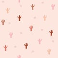 Cute pink pattern with cactus, seamless background Royalty Free Stock Photo