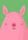 Cute pink pig snout flat vector illustration. Adorable farm animal muzzle cartoon colorful background. Close up piglet