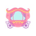 Cute Pink Princess Fairytale Carriage Cartoon Vector Illustration