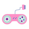 Cute pink retro controller, joypad, gamepad, videogame console.
