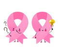 Cute pink ribbon character with question mark