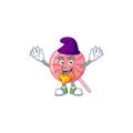 Cute pink round lollipop mascot cartoon dressed as an Elf