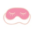 ..Cute pink sleeping mask with closed eyes and eyelashes. Night accessory to sleep, travel and recreation. A symbol of pajama