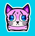 cute pink smiley cartoon kitty background , generative ai