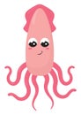 Cute pink squid, illustration, vector Royalty Free Stock Photo