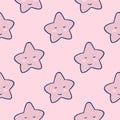 Cute pink stars seamless pattern. Character star shapes elements wallpaper