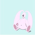 Cute pink teddy bunny on a blue background