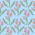 Cute Pink Tiny Flower and Green Leaf Seamless Pattern Royalty Free Stock Photo