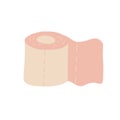 Cute pink toilet paper icon in cartoon style. Camping accessories. Vector illustration. Royalty Free Stock Photo