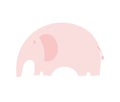 Cute pink vector elephant isolated on white backgound. Scandinavian simple style. Baby illustration. Kids nursery art