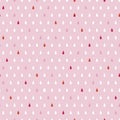 Cute pink, white and red drops on pink background. Seamless texture vector pattern for fabric, scrapbooking, wallpaper