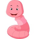 Cute pink worm cartoon Royalty Free Stock Photo