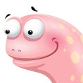 Cute pink worm cartoon portrait, isolated on white background Royalty Free Stock Photo