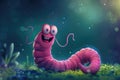 A cute pink worm in the grass, suitable for educational materials Royalty Free Stock Photo