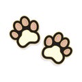 Cute pinky pair of cat paws foot print icon on white