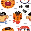 Cute pirate animals seamless pattern Royalty Free Stock Photo