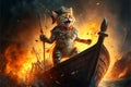 Ai generated. Cute pirate cat with a hat called tricorn or tricorne 3d character and a costume on a pirate ship