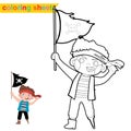 Cute pirate coloring page. Educational printable coloring worksheet.