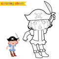 Cute pirate coloring page. Educational printable coloring worksheet.