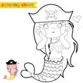 Cute pirate coloring page. Educational printable coloring worksheet.