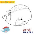 Cute pirate coloring page. Educational printable coloring worksheet.