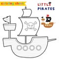 Cute pirate coloring page. Educational printable coloring worksheet