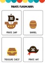 Cute pirate elements with names. Flashcards for children.