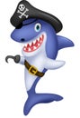 Cute pirate shark cartoon Royalty Free Stock Photo