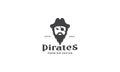 Cute pirates with beard vintage logo symbol vector icon illustration graphic design