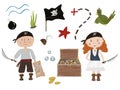 Cute pirates illustrations for kids