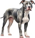 Cute Pitbull, a watercolor painting of a cute Pitbull. AI-Generated.