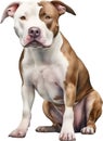 Cute Pitbull, a watercolor painting of a cute Pitbull. AI-Generated.