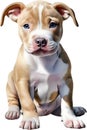 Cute Pitbull, a watercolor painting of a cute Pitbull. AI-Generated.